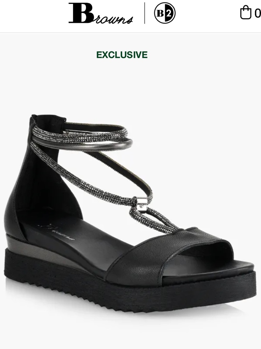 Browns Size 37 Made in Italy Black and Silver Leather
Platform Sandals